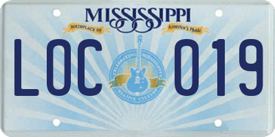 MS license plate LOC019