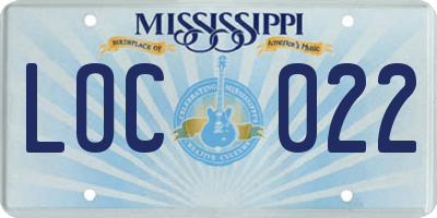 MS license plate LOC022