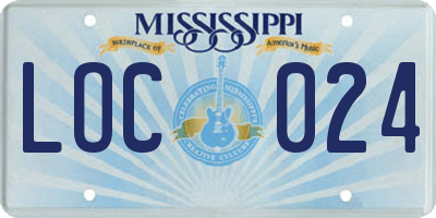 MS license plate LOC024
