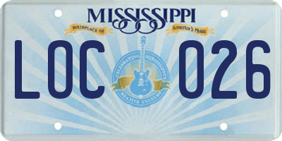MS license plate LOC026