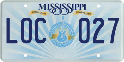 MS license plate LOC027