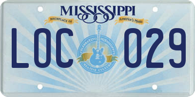 MS license plate LOC029