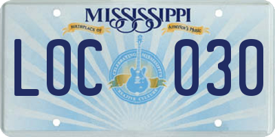 MS license plate LOC030