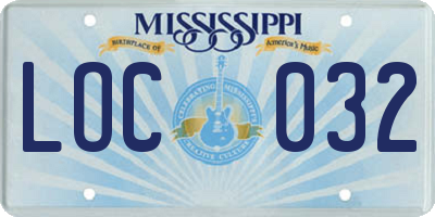 MS license plate LOC032