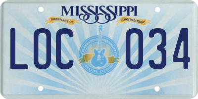 MS license plate LOC034