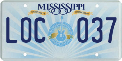 MS license plate LOC037