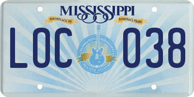 MS license plate LOC038