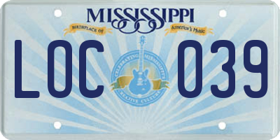 MS license plate LOC039