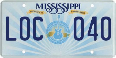 MS license plate LOC040