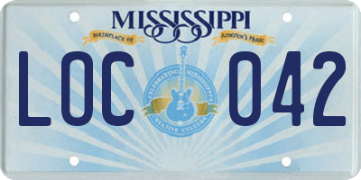 MS license plate LOC042
