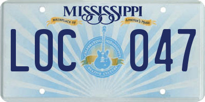 MS license plate LOC047