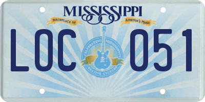 MS license plate LOC051