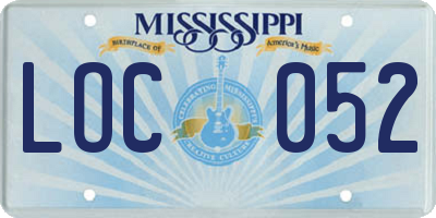 MS license plate LOC052