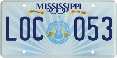 MS license plate LOC053
