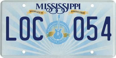 MS license plate LOC054