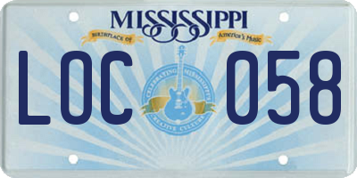 MS license plate LOC058