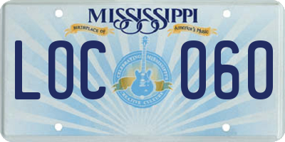 MS license plate LOC060