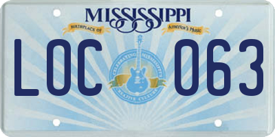 MS license plate LOC063