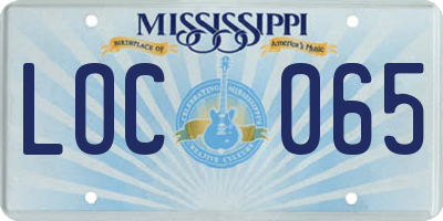 MS license plate LOC065