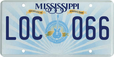 MS license plate LOC066