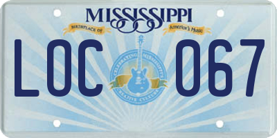 MS license plate LOC067