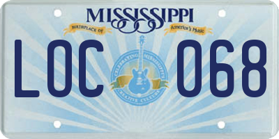MS license plate LOC068