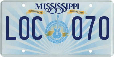 MS license plate LOC070