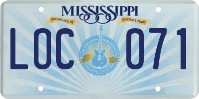 MS license plate LOC071