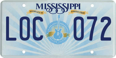 MS license plate LOC072