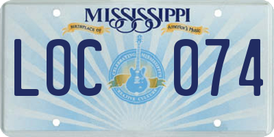 MS license plate LOC074