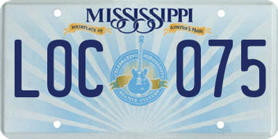 MS license plate LOC075
