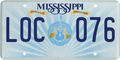 MS license plate LOC076