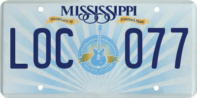 MS license plate LOC077
