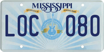 MS license plate LOC080
