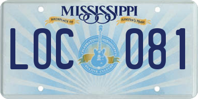MS license plate LOC081