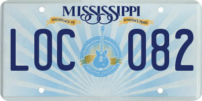 MS license plate LOC082