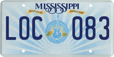 MS license plate LOC083