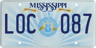 MS license plate LOC087