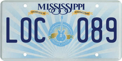 MS license plate LOC089