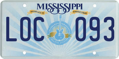 MS license plate LOC093