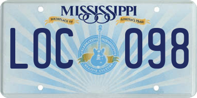 MS license plate LOC098