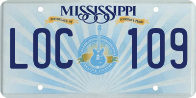 MS license plate LOC109