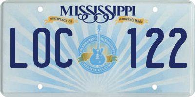 MS license plate LOC122