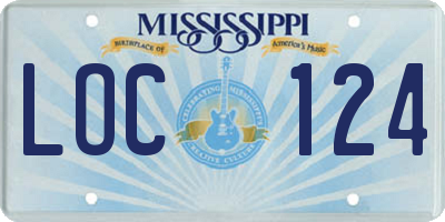 MS license plate LOC124