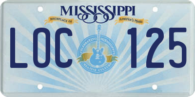 MS license plate LOC125