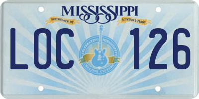 MS license plate LOC126