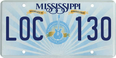 MS license plate LOC130