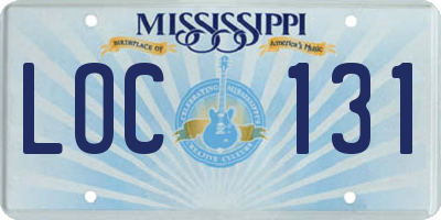 MS license plate LOC131