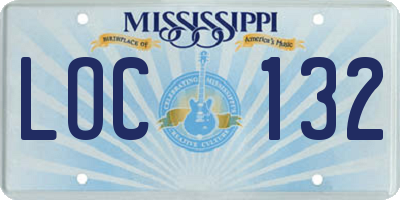 MS license plate LOC132