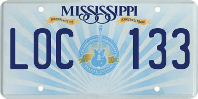 MS license plate LOC133